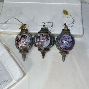 Bradford Editions Wolf Ornaments Set of 3 Second Issue in the Series 2000
